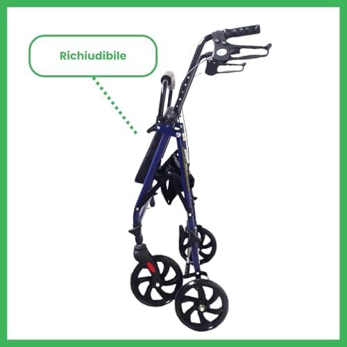 VIVO+ Rollator Deambulatore Pieghevole in Acciaio - Resistente fino a 136 kg