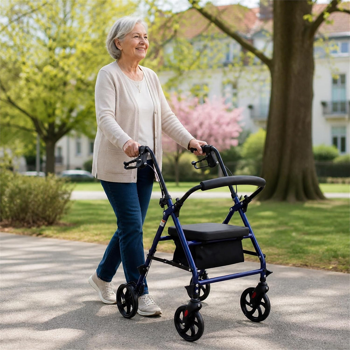 VIVO+ Rollator Deambulatore Pieghevole in Acciaio - Resistente fino a 136 kg