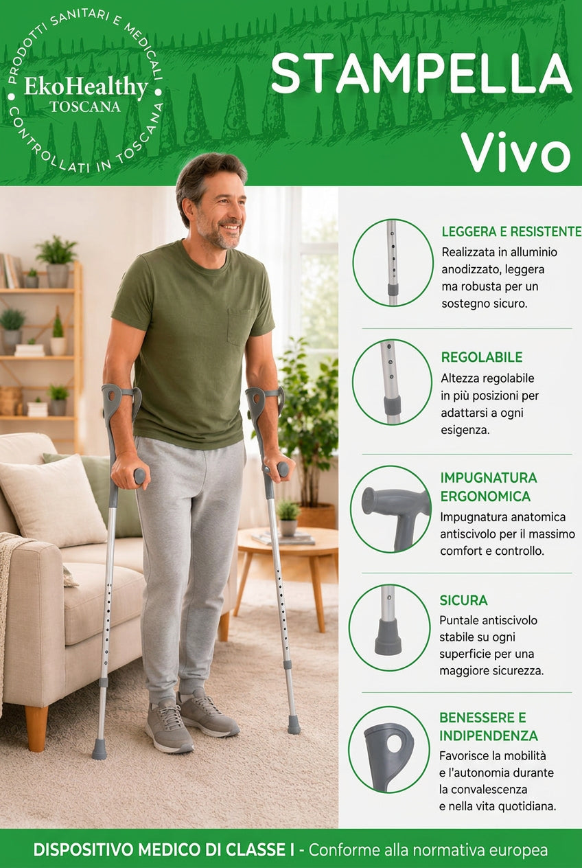 VIVO Stampelle Canadesi Regolabili (Set da 2) - Leggere e Sicure