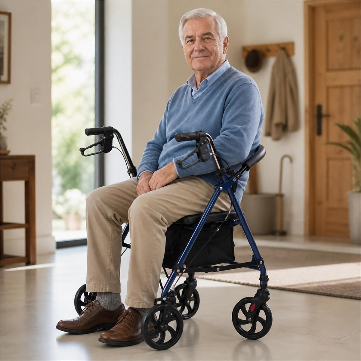 VIVO+ Rollator Deambulatore Pieghevole in Acciaio - Resistente fino a 136 kg