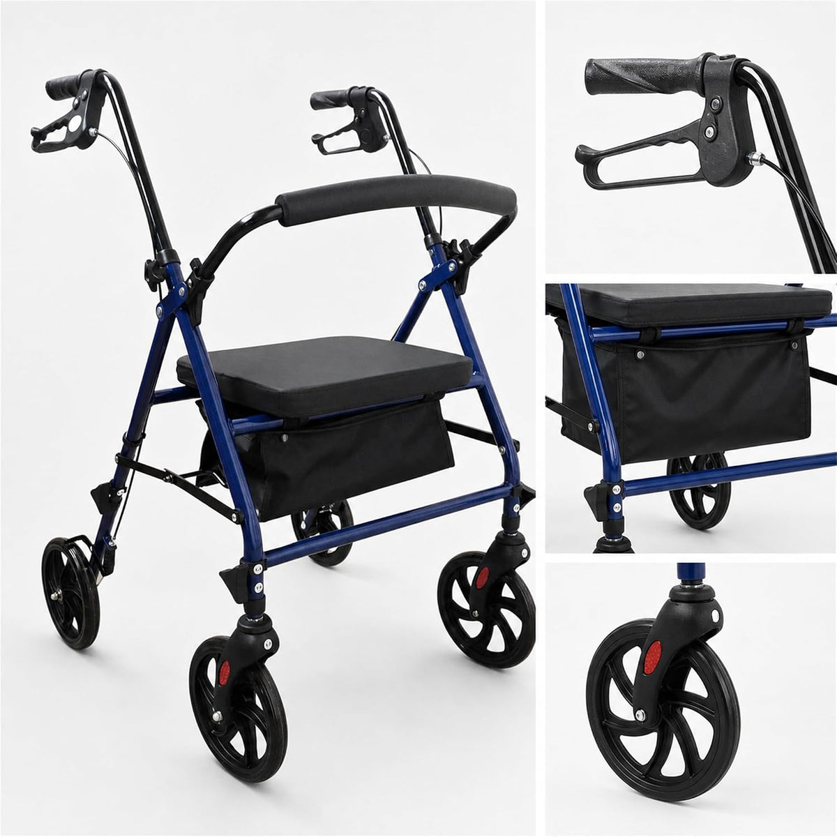 VIVO+ Rollator Deambulatore Pieghevole in Acciaio - Resistente fino a 136 kg